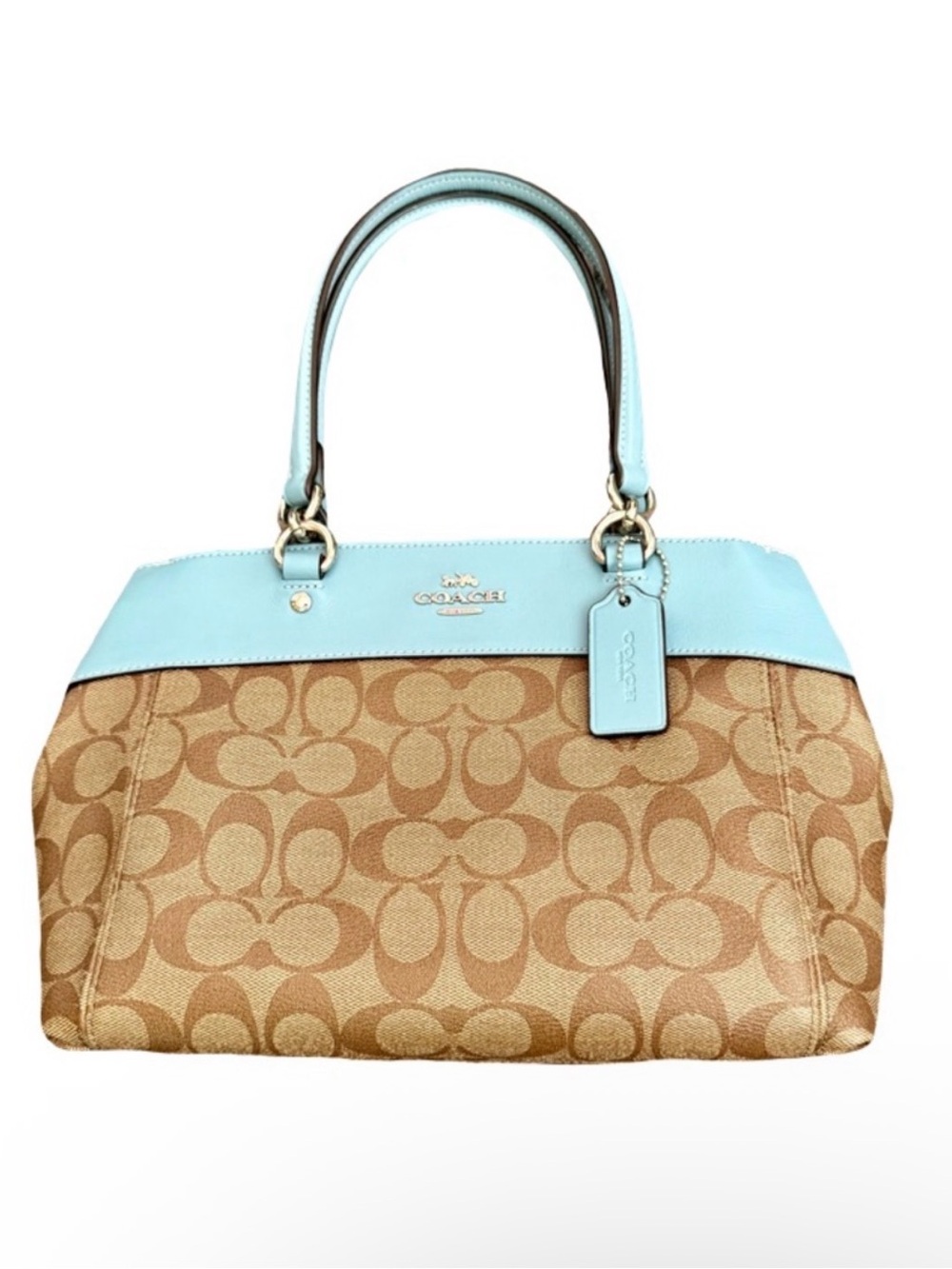 NWOT COACH MINI BROOKE CARRYALL SIGNATURE CANVAS LEATHER CROSSBODY HANDBAG 🩵